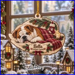 Bulldog Memorial Personalized Wooden Christmas Ornament 3.5 inch Christmas Decor