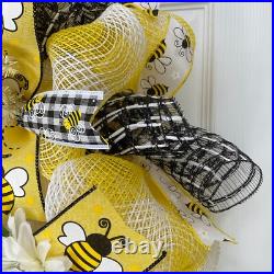 Bumble Bee Spring Summer Ribbon Deco Mesh Wreath Bumble Bee Spring Summer Ribbon Deco Mesh Wreath