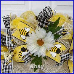 Bumble Bee Spring Summer Ribbon Deco Mesh Wreath Bumble Bee Spring Summer Ribbon Deco Mesh Wreath