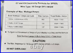 C7 1000 FT Spool Wire 12 inch Spacing SPT-1 E/12 Commercial Luna Holiday Lights
