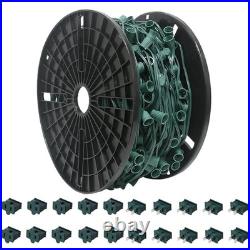 C9 Christmas Light Cord 500ft Green Wire 500 E17 Sockets 10 Pairs Plugs Bulbs