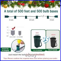 C9 Christmas Light Cord 500ft Green Wire 500 E17 Sockets 10 Pairs Plugs Bulbs