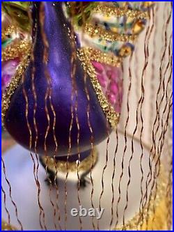 CHRISTOPHER RADKO 1993 Peacock in Gilded Cage Hand Painted Blown Glass Ornament