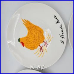CRATE & BARREL Appetizer Plates Red Metal Stand 12 days of Christmas Porcelain