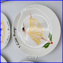 CRATE & BARREL Appetizer Plates Red Metal Stand 12 days of Christmas Porcelain