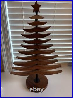 CRATE & BARREL LARGE 24Tall Wooden Ornament Christmas TREE Exc. Condition