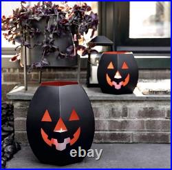CRATE and BARREL Large Halloween Pumpkin LUMINARY Jack O' Lantern-NEW IN BOX