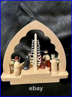 Candle Holder Nativity Folk Art Candlesticks Erzgebirge New 17535