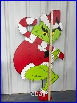 Candy Cane Grinch -Hand Painted Wood Yard Art Christmas Outdoor or Indoor