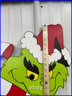 Candy Cane Grinch -Hand Painted Wood Yard Art Christmas Outdoor or Indoor