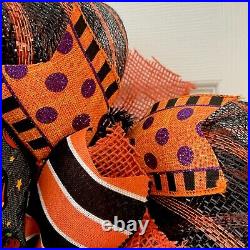 Cat By The Moon Halloween Old Fashioned Wreath Handmade Deco Mesh Cat By The Moon Halloween Old Fashioned Wreath Handmade Deco Mesh