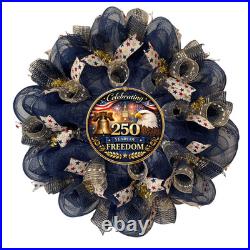 Celebrating 250 years of Freedom Patriotic Deco Mesh Wreath