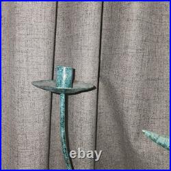 Celestial Crescent Moon Candelabra Verdigris Patina Metal Heavy Sculptural Decor