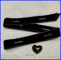 Chanel 2023 Christmas Limited Ribbon Charm Heart For Wrapping 113cm Black New Chanel 2023 Christmas Limited Ribbon Charm Heart For Wrapping 113cm Black New