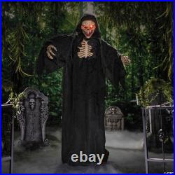 Check It! Halloween 2025 Prop 5'10 Skeletal Black Cloak Reaper Animatronic New