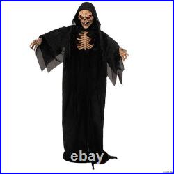 Check It! Halloween 2025 Prop 5'10 Skeletal Black Cloak Reaper Animatronic New