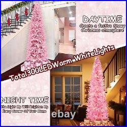 Chic 7.5 Ft Slim Pink Valentine's Tree with Prelit 300 LED and Dense Branch Tips Chic 7.5 Ft Slim Pink Valentine's Tree with Prelit 300 LED and Dense Branch Tips
