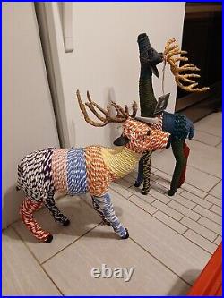 Chindi Fabric Reindeer Figure Set 2 Boho Winter Decor 28 WITH Tags Chindi Fabric Reindeer Figure Set 2 Boho Winter Decor 28 WITH Tags