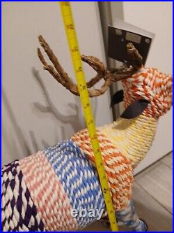 Chindi Fabric Reindeer Figure Set 2 Boho Winter Decor 28 WITH Tags Chindi Fabric Reindeer Figure Set 2 Boho Winter Decor 28 WITH Tags