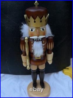 Christian Ulbricht Hand Painted Wooden Nutcracker King Brown Gold, Germany