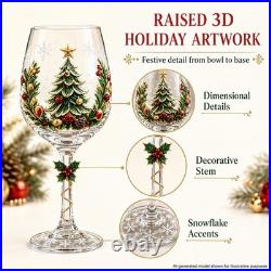 Christmas 3D Wine Glass Collection Gift Box Set, 6 Festive Designs