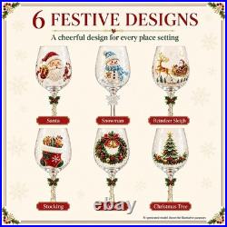 Christmas 3D Wine Glass Collection Gift Box Set, 6 Festive Designs