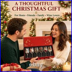 Christmas 3D Wine Glass Collection Gift Box Set, 6 Festive Designs
