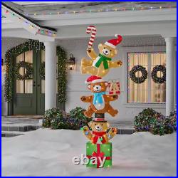 Christmas 7.5FT Santa Bear Candy Cane Lighted Gifts Outdoor Lawn Yard Art Set Christmas 7.5FT Santa Bear Candy Cane Lighted Gifts Outdoor Lawn Yard Art Set