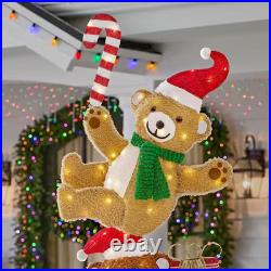Christmas 7.5FT Santa Bear Candy Cane Lighted Gifts Outdoor Lawn Yard Art Set Christmas 7.5FT Santa Bear Candy Cane Lighted Gifts Outdoor Lawn Yard Art Set