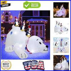 Christmas 7.7L x 6 FTH Inflatables Lighted Polar Bear with Three Penguins, Bl