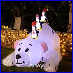 Christmas 7.7L x 6 FTH Inflatables Lighted Polar Bear with Three Penguins, Bl