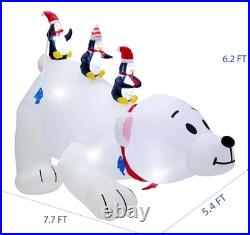 Christmas 7.7L x 6 FTH Inflatables Lighted Polar Bear with Three Penguins, Bl