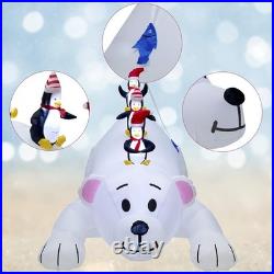Christmas 7.7L x 6 FTH Inflatables Lighted Polar Bear with Three Penguins, Bl