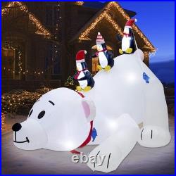 Christmas 7.7L x 6 FTH Inflatables Lighted Polar Bear with Three Penguins, Bl Christmas 7.7L x 6 FTH Inflatables Lighted Polar Bear with Three Penguins, Bl