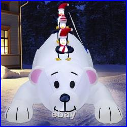 Christmas 7.7L x 6 FTH Inflatables Lighted Polar Bear with Three Penguins, Bl