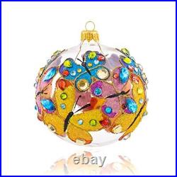 Christmas Ball Decorations Polish Handmade Ornament 3.94 Butterfly Clear Glass