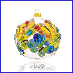 Christmas Ball Decorations Polish Handmade Ornament 3.94 Butterfly Clear Glass