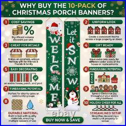 Christmas Banner Decorations 12x 72, Set, Green, Multipack, Bulk, 10-Pack