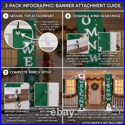 Christmas Banner Decorations 12x 72, Set, Green, Multipack, Bulk, 10-Pack