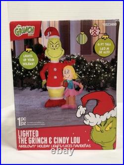 Christmas Blowup Grinch Cindy Lou Who 6ft Lighted Led Christmas Inflatable New