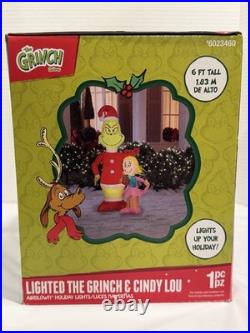 Christmas Blowup Grinch Cindy Lou Who 6ft Lighted Led Christmas Inflatable New
