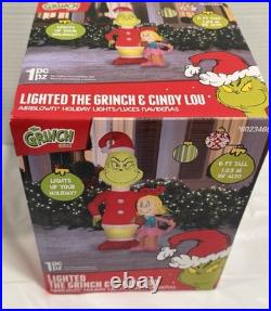 Christmas Blowup Grinch Cindy Lou Who 6ft Lighted Led Christmas Inflatable New