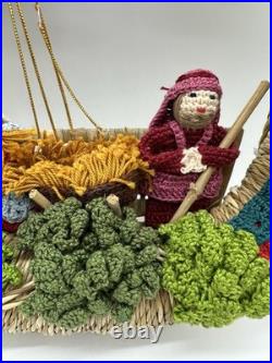 Christmas Crochet Jute Nativity Scene Hanging Wreath 11 Vintage