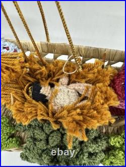Christmas Crochet Jute Nativity Scene Hanging Wreath 11 Vintage