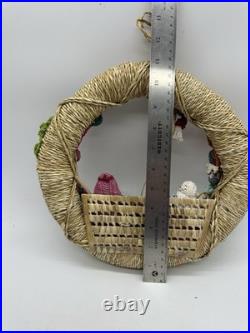 Christmas Crochet Jute Nativity Scene Hanging Wreath 11 Vintage