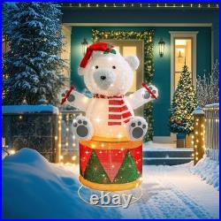 Christmas Decorations Outdoor Yard, Drumming Polar Bear Outdoor Lighted Holiday