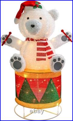 Christmas Decorations Outdoor Yard, Drumming Polar Bear Outdoor Lighted Holiday