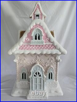Christmas Gingerbread Holiday House Pastel Collectible Pink And Blue 26in Tall Christmas Gingerbread Holiday House Pastel Collectible Pink And Blue 26in Tall