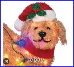 Christmas Goldendoodle 24 LED Light Up Fluffy Doodle Dog Holiday Yard Decor NIB