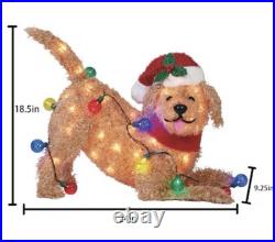 Christmas Goldendoodle 2-ft Incandescent Playful Doodle Dog Holiday Yard Decor